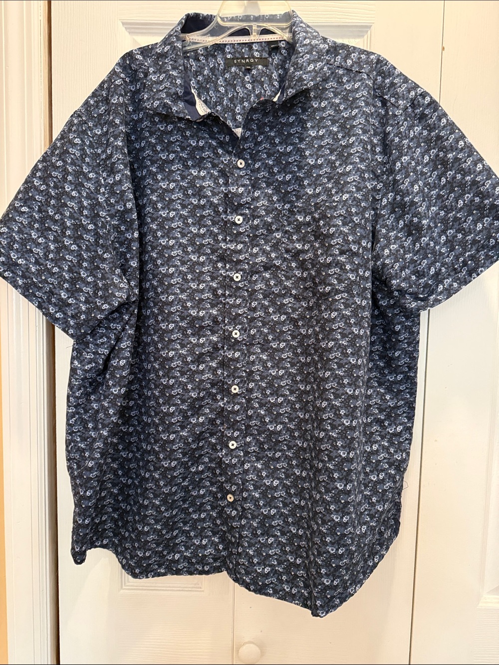 SYNRGY Floral Short Sleeve Shirt Blue 2XL Like New